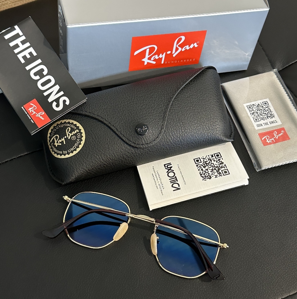 LIKE NEW Ray-Ban Hexagonal RB3548 Gradient Brown Ray ban Sunglasses - Picture 10 of 16
